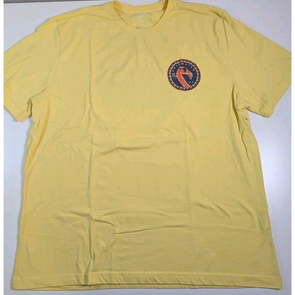 IZOD Saltwater Cool Flamingos Paradise Graphic Shirt Men 2XL Fishing Yellow